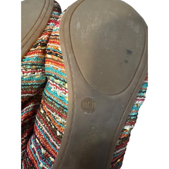 Lucky Brand Womens 9M Multicolor Striped Ballet Flats With Elastic Trim - Picture 6 of 6